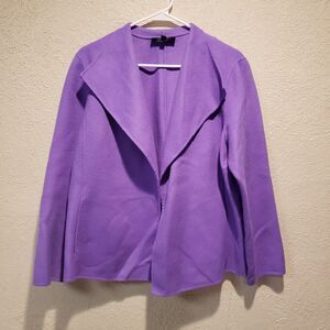 Talbots Jacket Womens XLp Purple Wool Cardigan Open Sweater Blazer Minimalist
